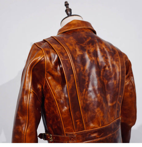 Men's Vintage Rider Leather Jacket, Action Back