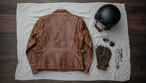 Men's Vintage Rider Leather Jacket, Action Back