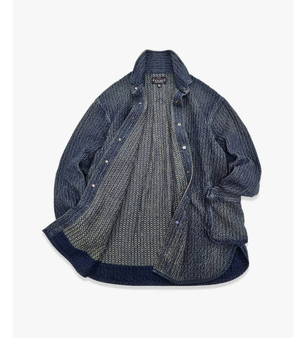 Men's Distressed Honeycomb Shirt Jacket