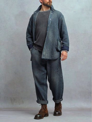 Men's Distressed Honeycomb Shirt Jacket