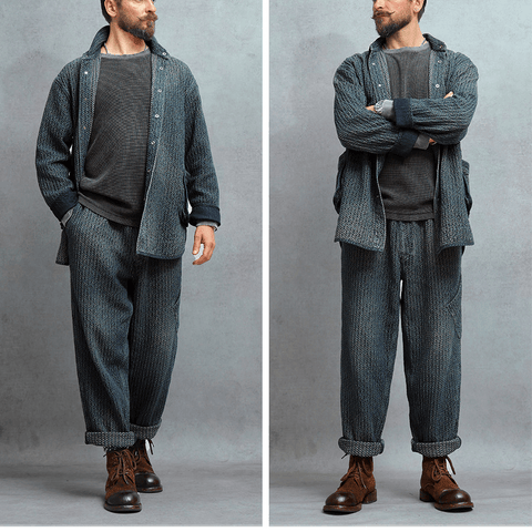Men's Distressed Honeycomb Shirt Jacket