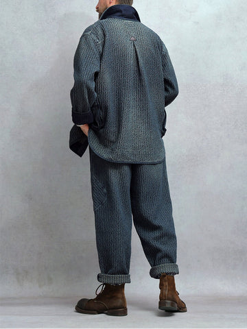 Men's Distressed Honeycomb Shirt Jacket