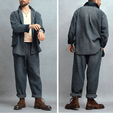 Men's Distressed Honeycomb Shirt Jacket