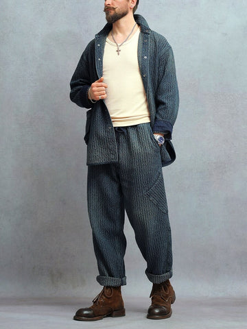 Men's Distressed Honeycomb Shirt Jacket