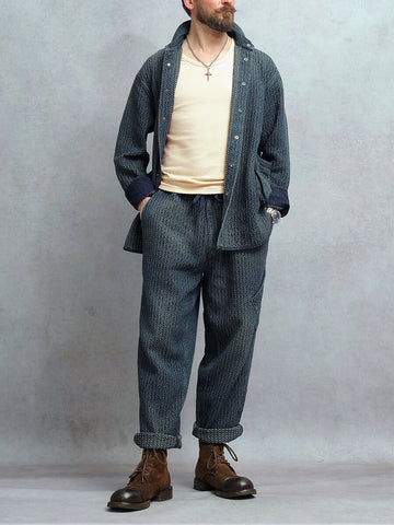 Men's Distressed Honeycomb Shirt Jacket
