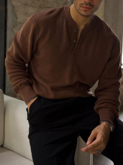 Men's Waffle Henley Sweater