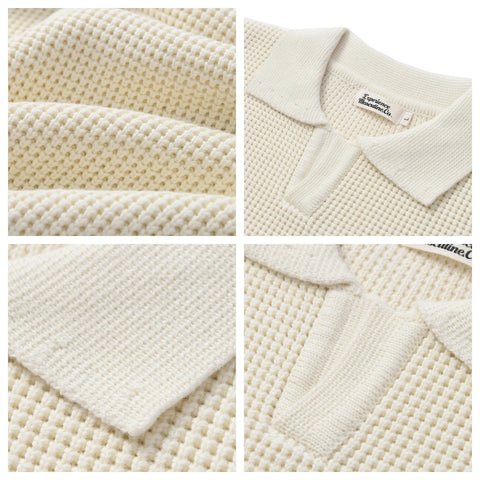 Men's Waffle Open Collar Sweater