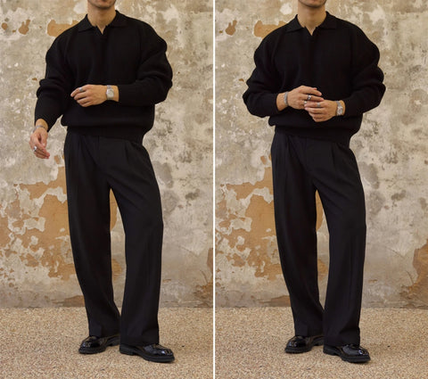 Men's Waffle Open Collar Sweater