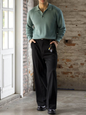 Men's Waffle Polo Sweater