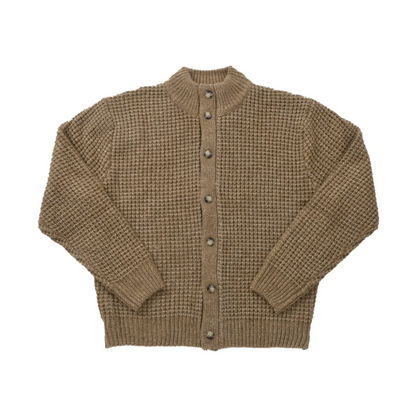 Men's Stand Collar Waffle Woolen Cardigan