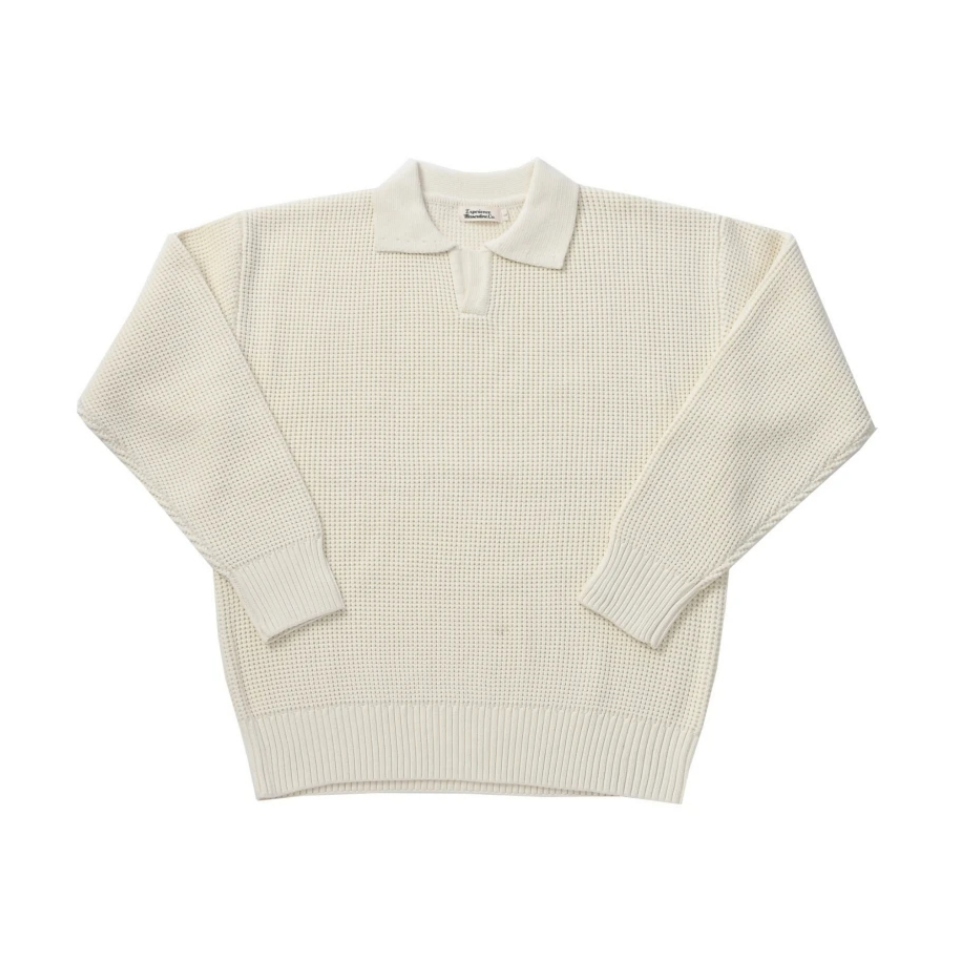 Waffle Open Collar Sweater