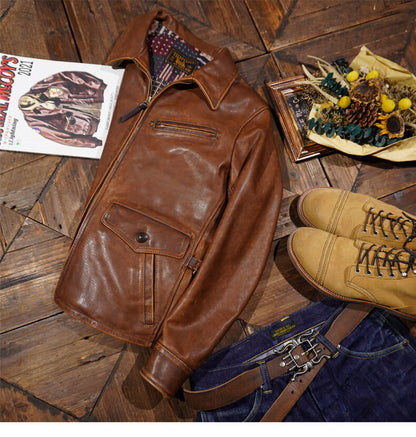 1940s Newsboy Leather Jacket Horsehide