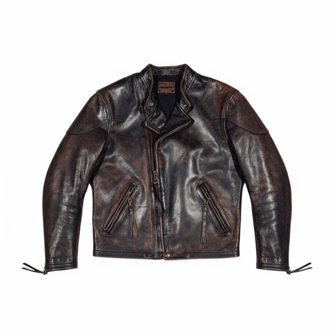 Men's Distressed Biker Leather Jacket