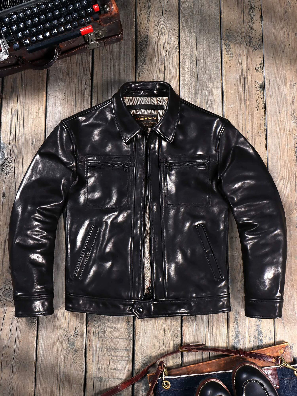 Men's Washed Field Leather Jacket