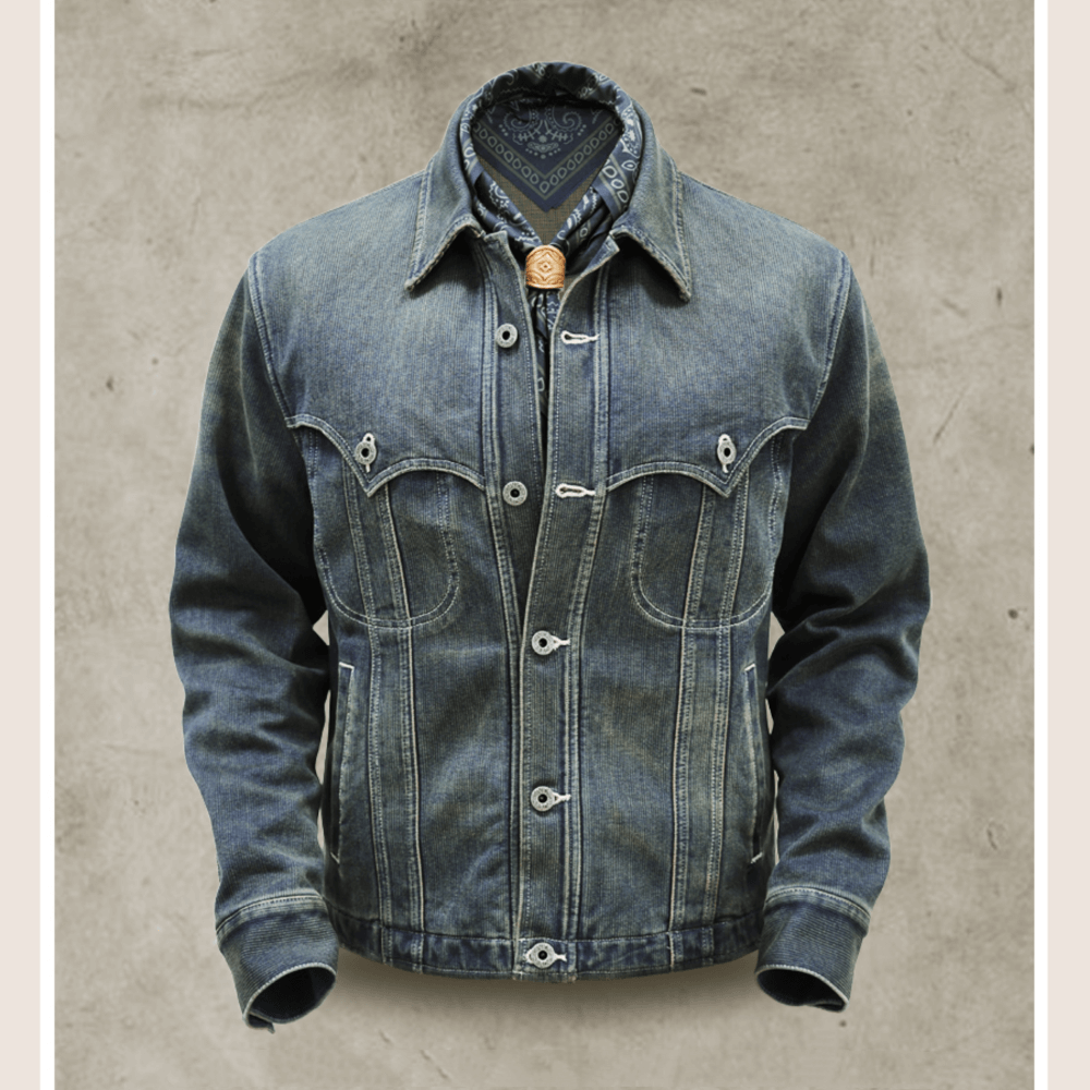 Men's Washed Western Denim Jacket