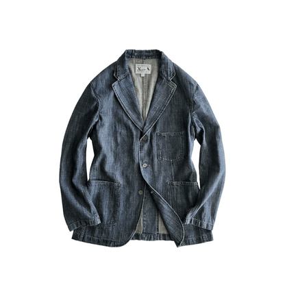 Veste de costume en jean vieilli pour homme