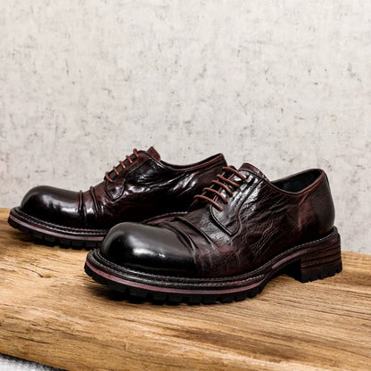 Chaussures Derby hautes plissées délavées pour hommes