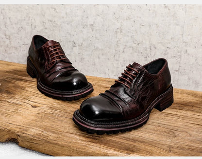 Chaussures Derby hautes plissées délavées pour hommes