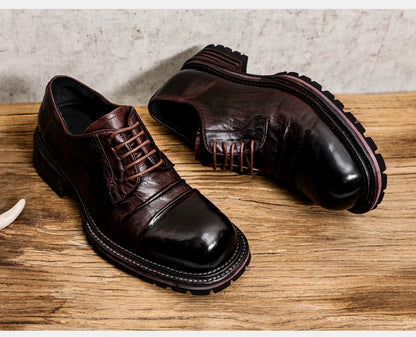 Chaussures Derby hautes plissées délavées pour hommes