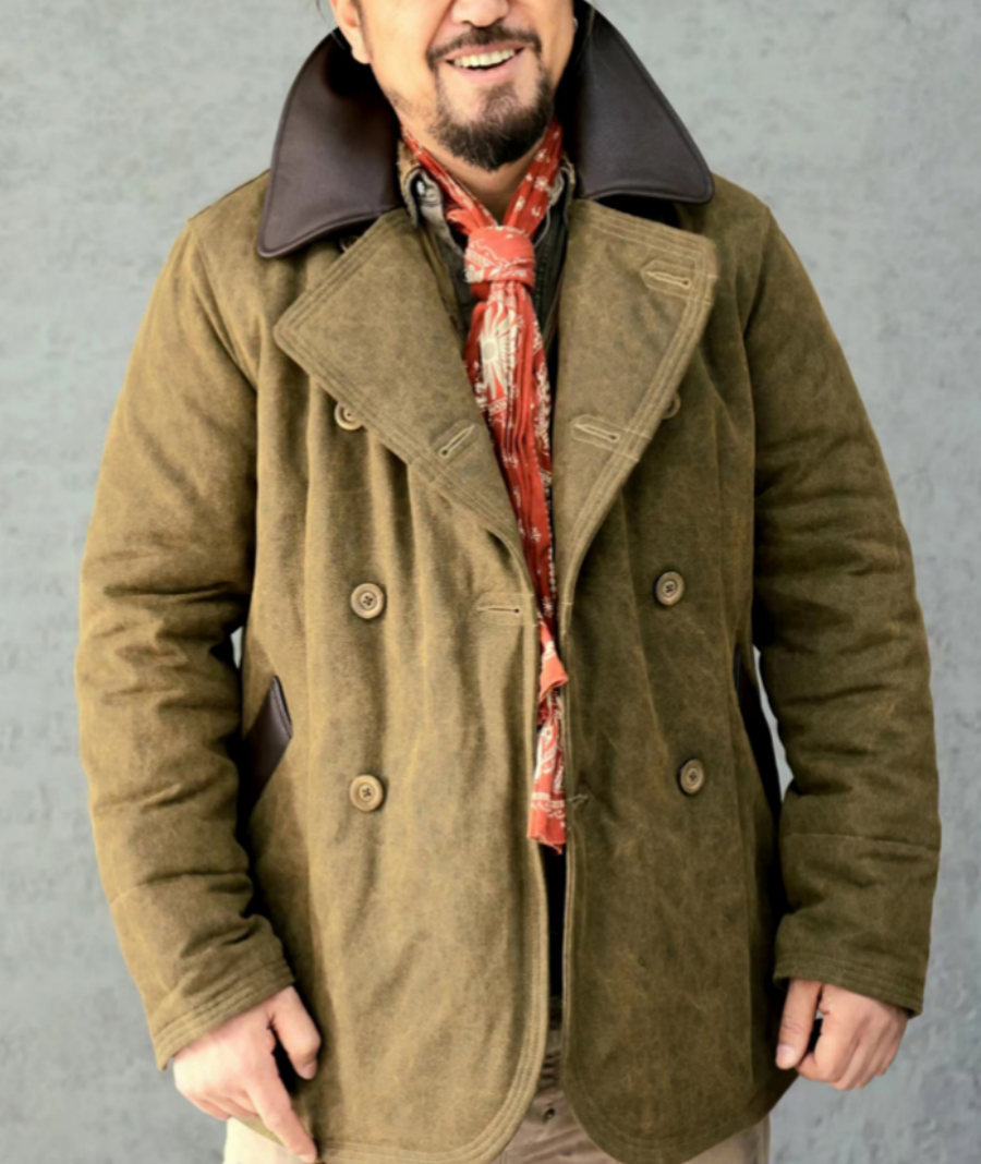Double breasted 2025 pea coat mens