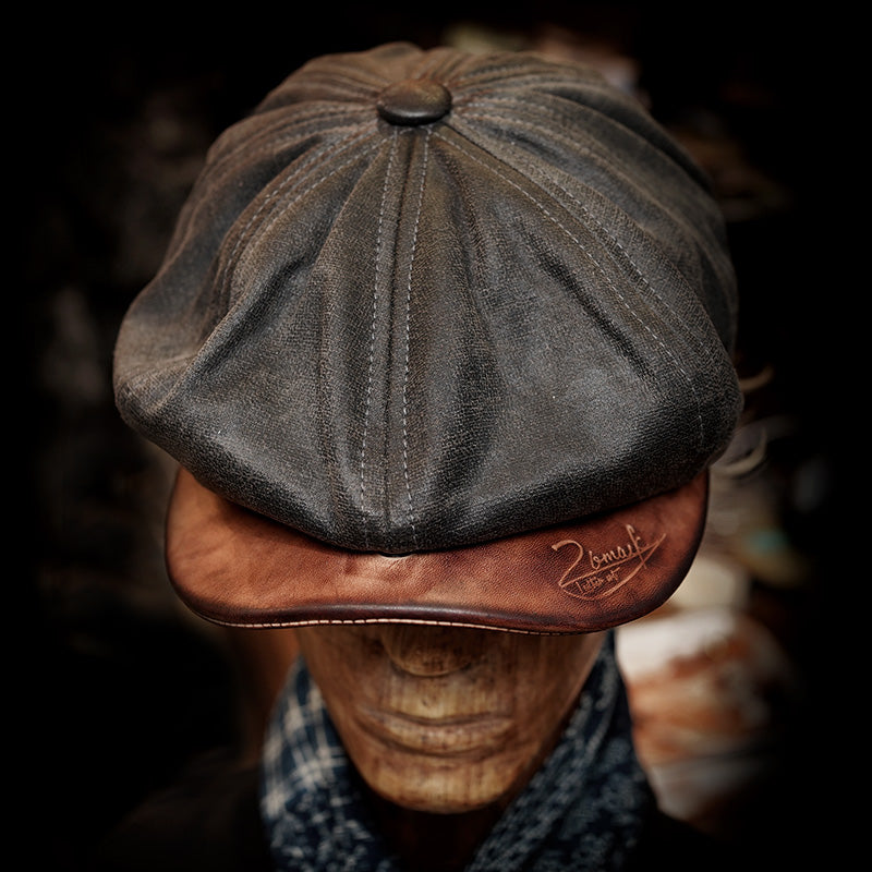 Wax Canvas Distressed Newsboy Cap Crush on Retro