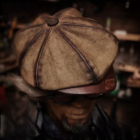 Distressed Wax Canvas Newsboy Cap