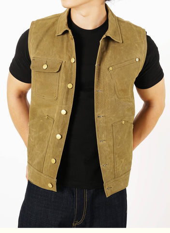 Men's Wax Canvas Moto Vest