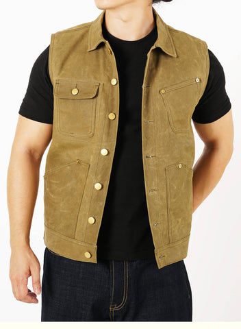 Men's Wax Canvas Moto Vest