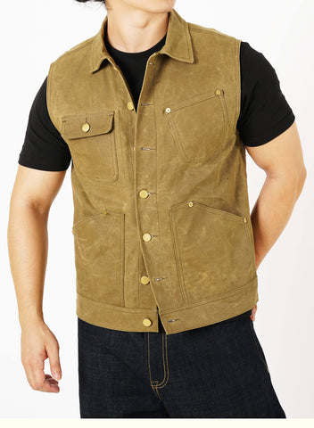 Men's Wax Canvas Moto Vest