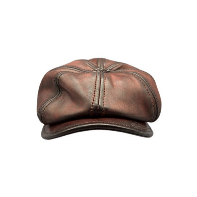 Wax Distressed Newsboy Cap Dark Brown