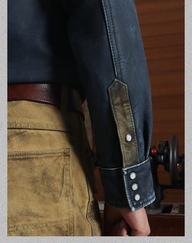 Men's Western Leather Shirt Jacket