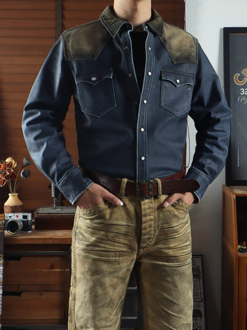 Men's Western Leather Shirt Jacket