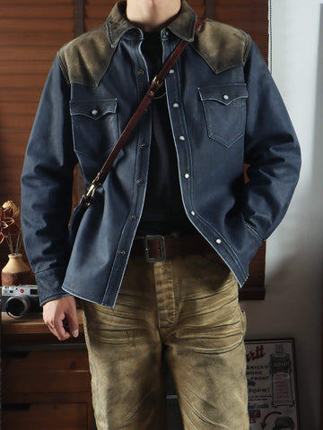 Men's Western Leather Shirt Jacket
