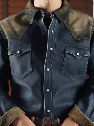 Men's Western Leather Shirt Jacket