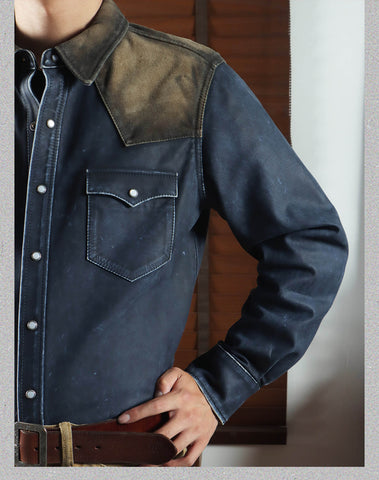 Men's Western Leather Shirt Jacket