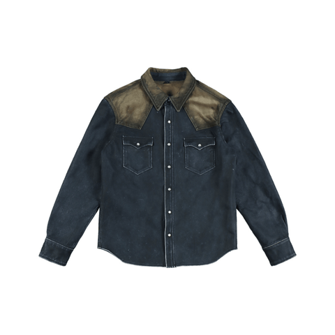 Men's Western Leather Shirt Jacket