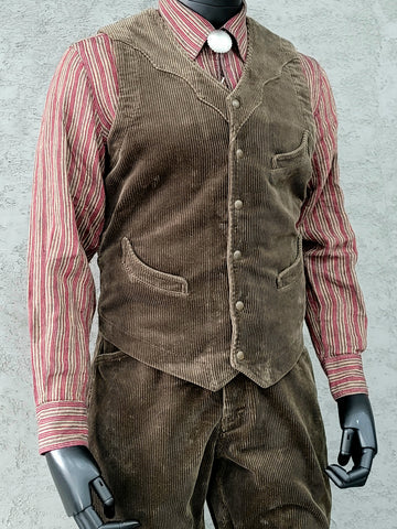 Gilet en velours côtelé de style western pour homme