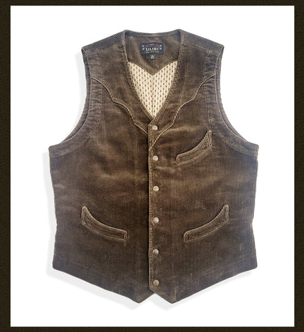 Gilet en velours côtelé de style western pour homme