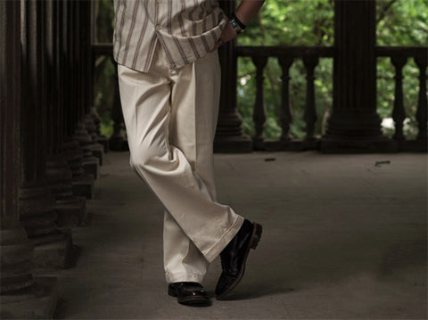 Men's Selvedge Wide Leg High Waist Chino Pants