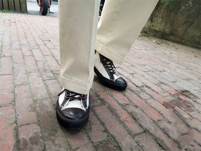 Men's Selvedge Wide Leg High Waist Chino Pants