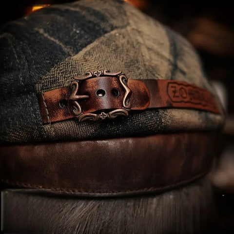 Distressed Geometric Pattern Woolen Flat Cap