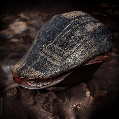 Distressed Geometric Pattern Woolen Flat Cap