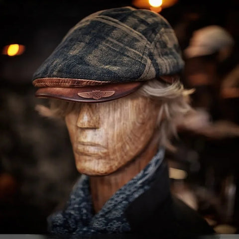 Distressed Geometric Pattern Woolen Flat Cap