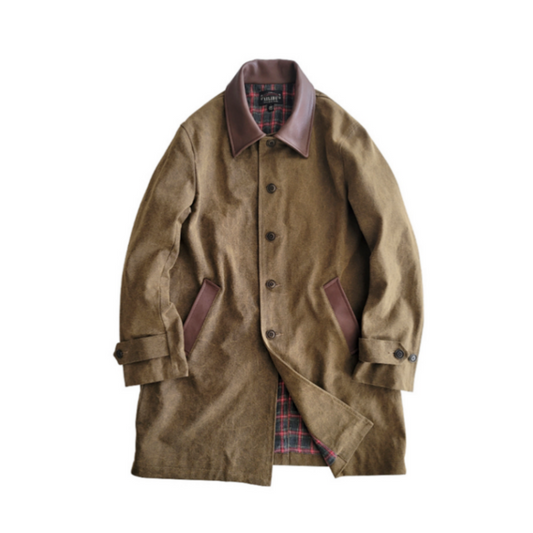 Wax Balmaccan Coat with Leather Collar