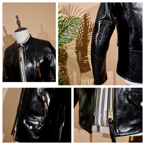 Men's Biker Leather Jacket, Horsehide