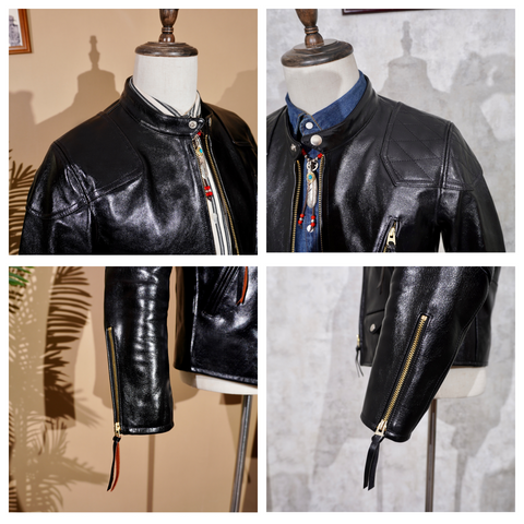 Men's Biker Leather Jacket, Horsehide