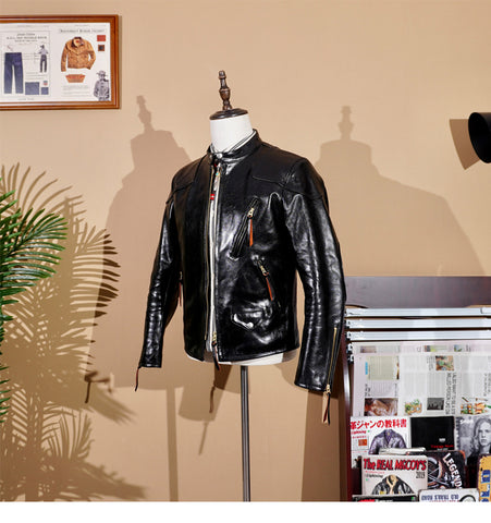 Men's Biker Leather Jacket, Horsehide