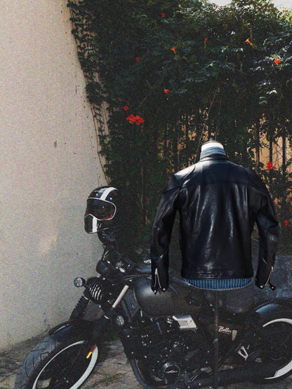 Men's Biker Leather Jacket Sheepskin