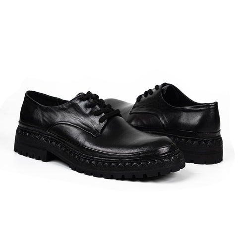 メンズ プラットフォーム ダービーシューズ ホースハイド