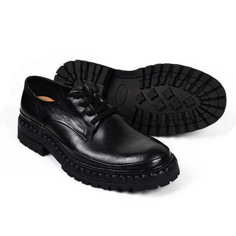 メンズ プラットフォーム ダービーシューズ ホースハイド